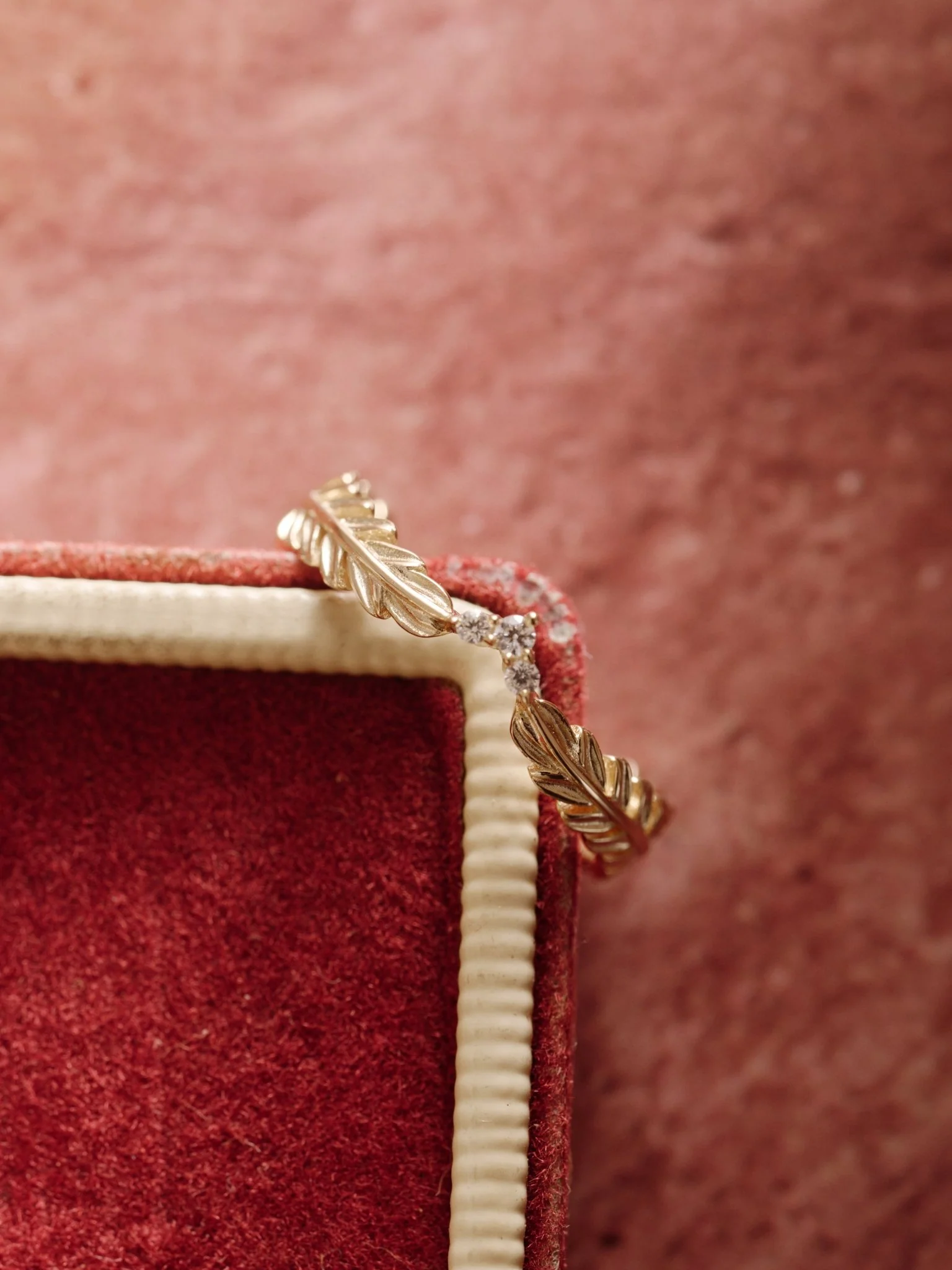 14K Solid Gold Leaf Whisper Diamond Band - Image 5