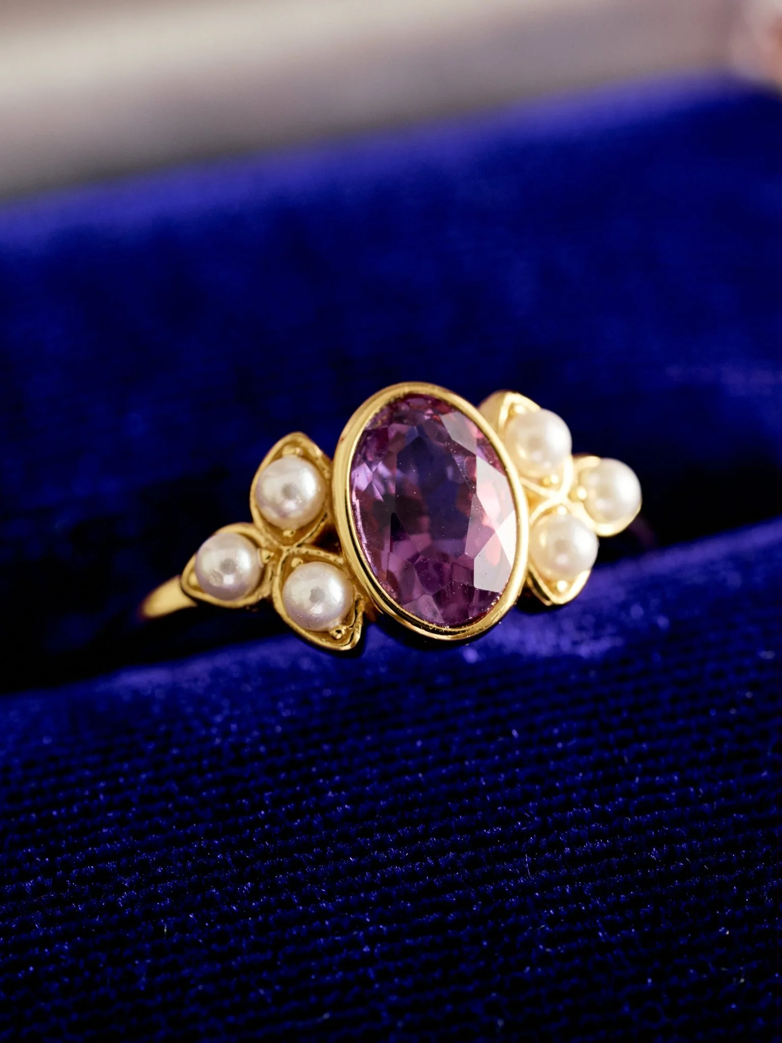 Amelie Amethyst Pearl Ring - Image 6