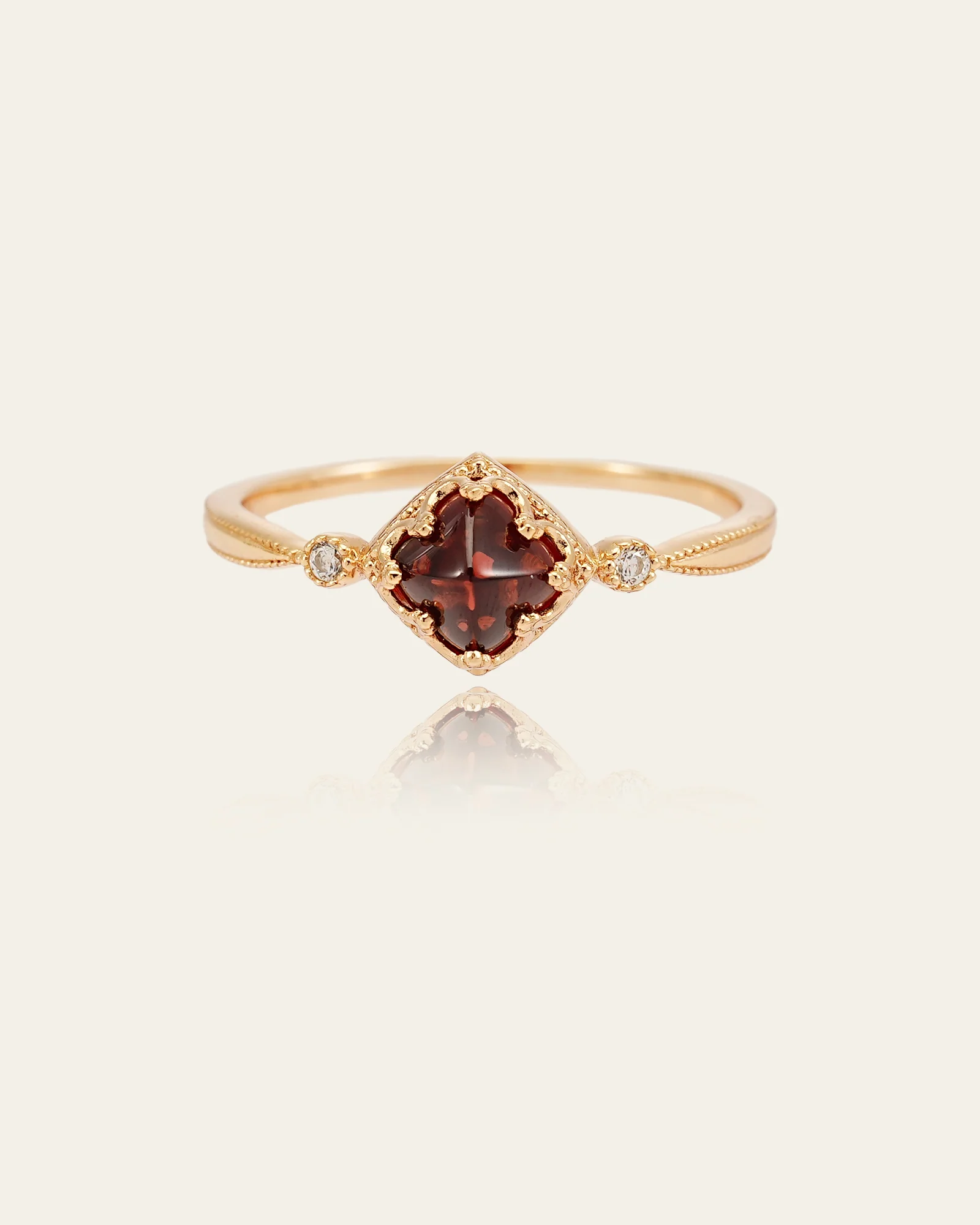 14K Solid Gold Carena Garnet Ring - Image 5