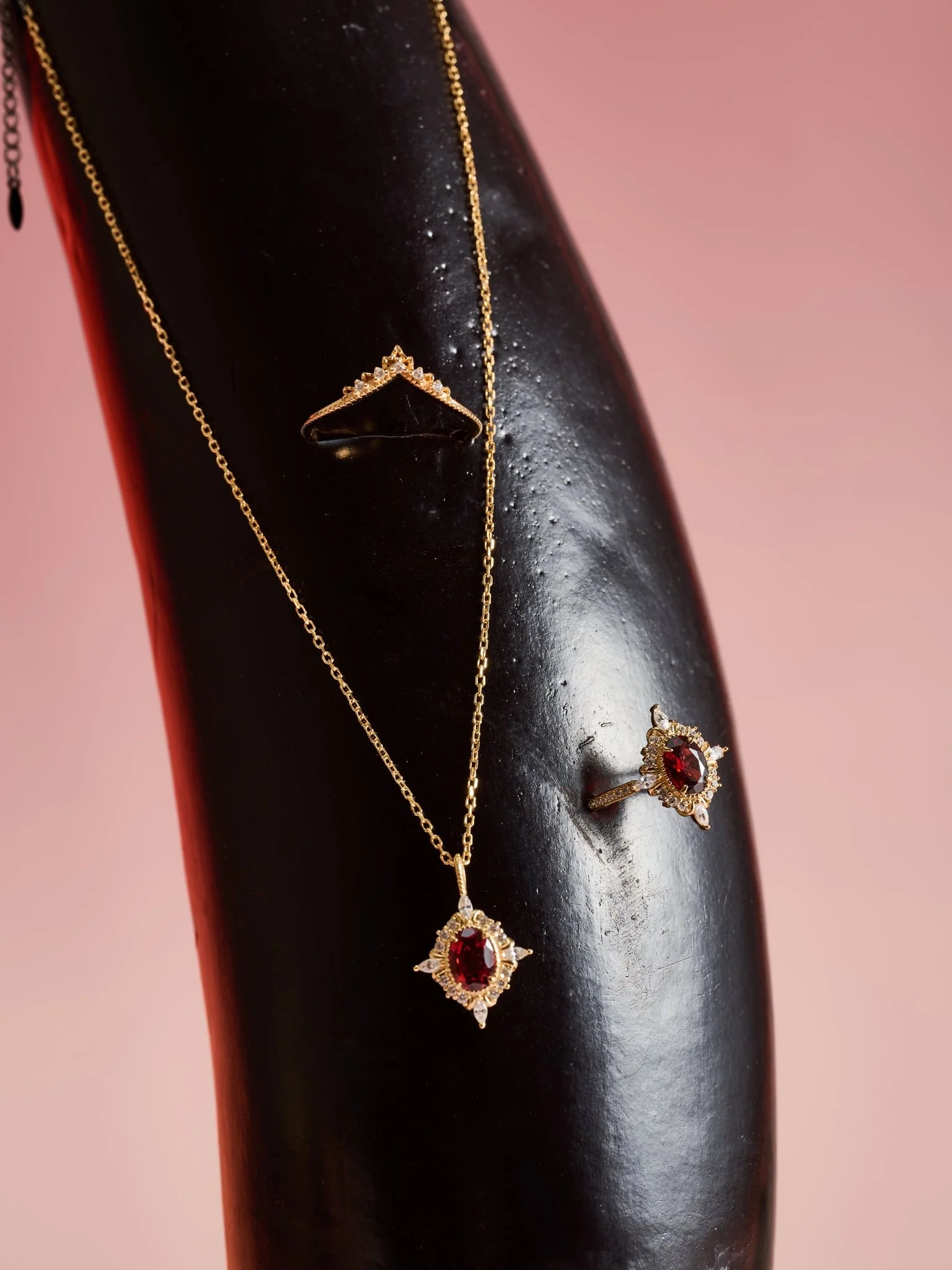 Claire Garnet Diamond Ring - Image 6