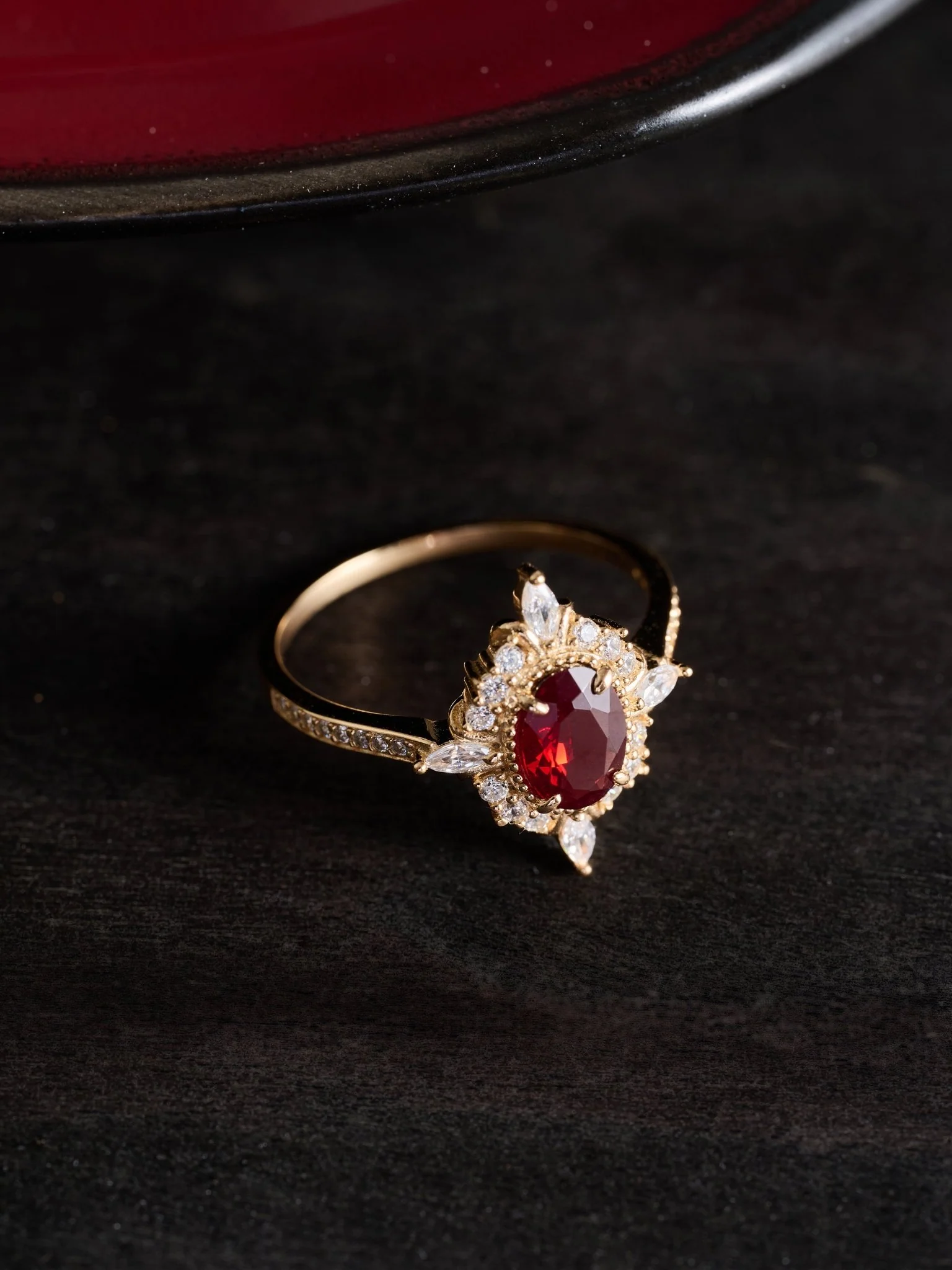 Claire Garnet Diamond Ring - Image 4