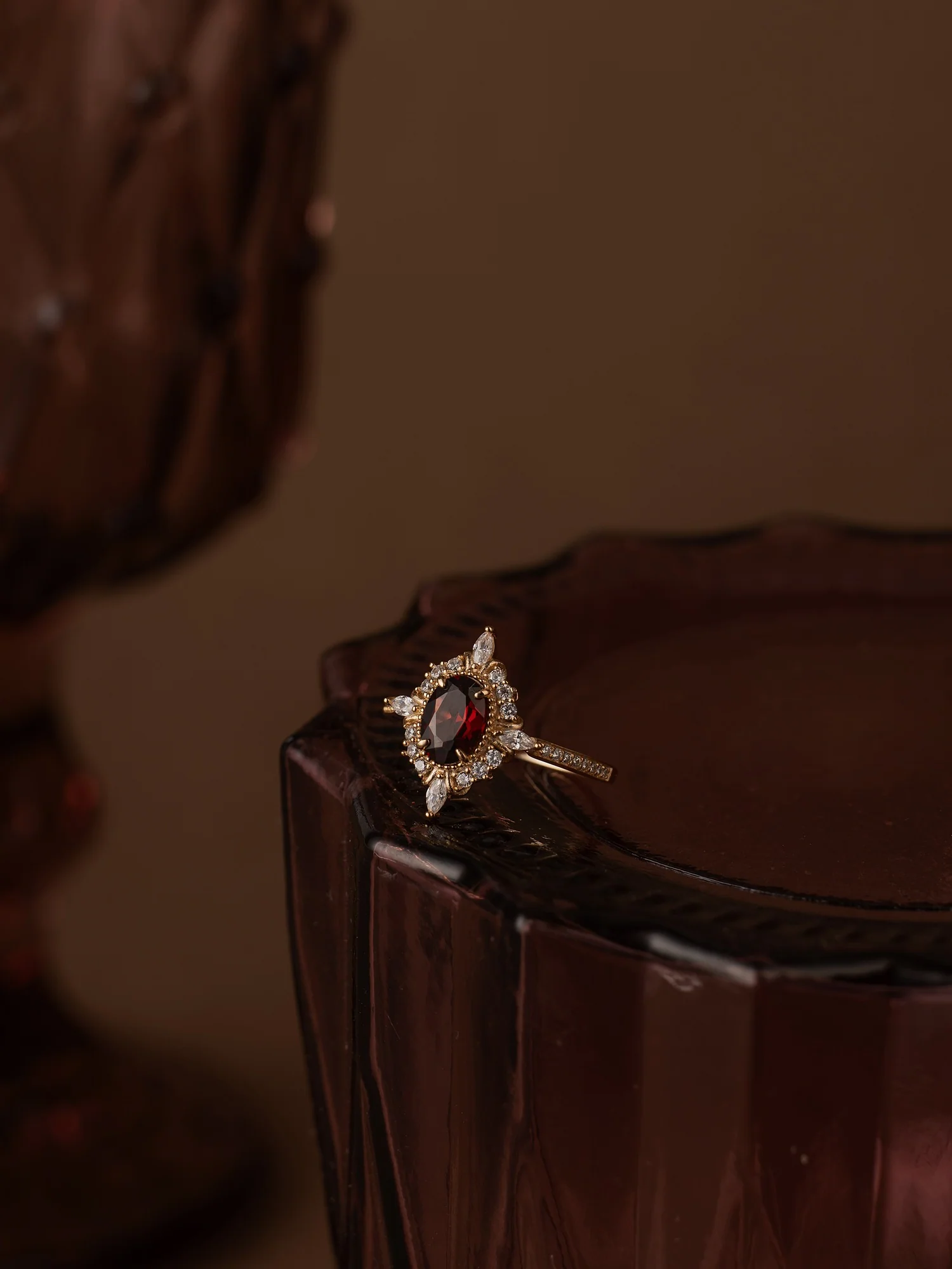 Claire Garnet Diamond Ring - Image 7