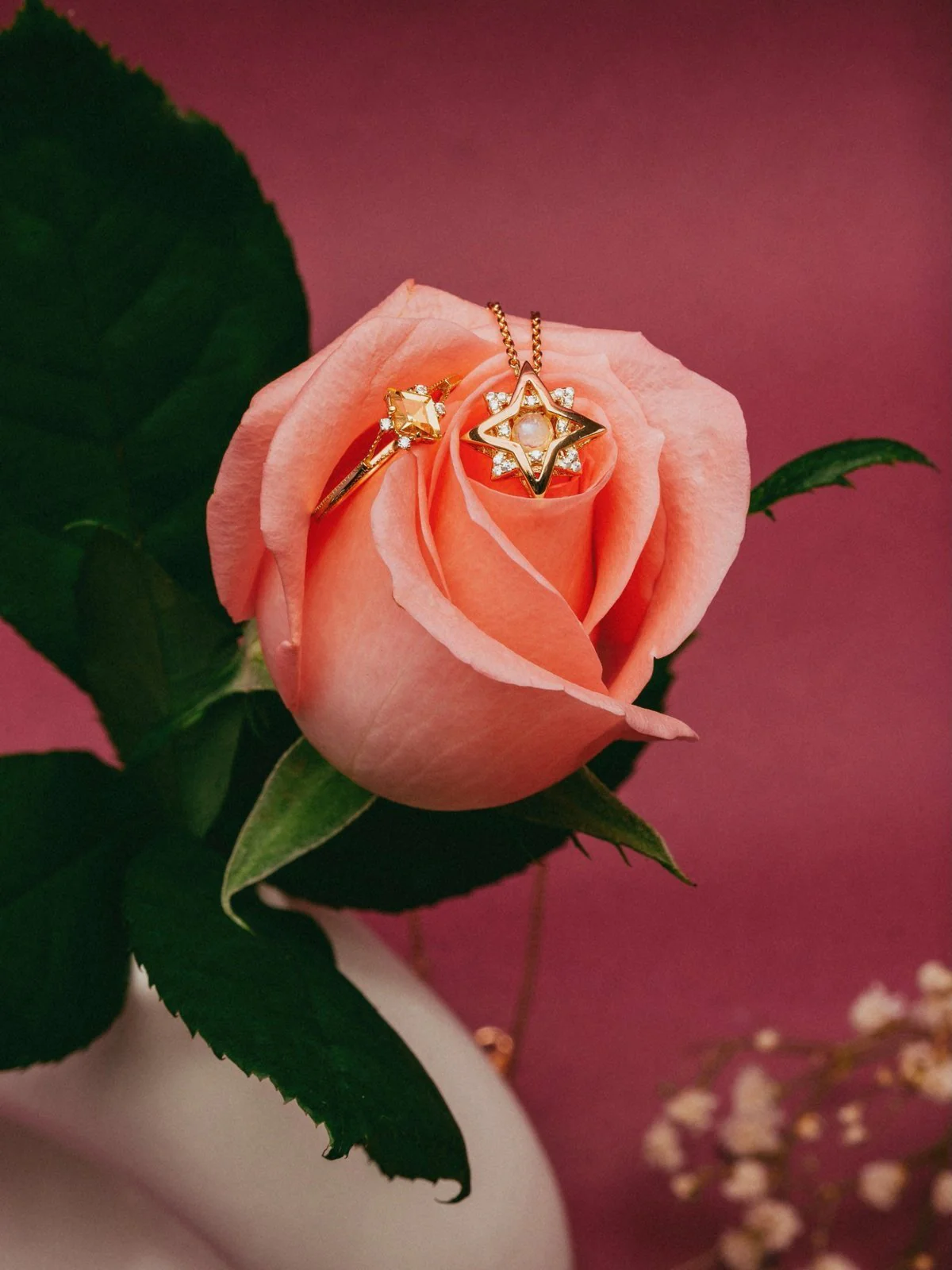 New York Moonstone Pentagram Necklace - Image 4