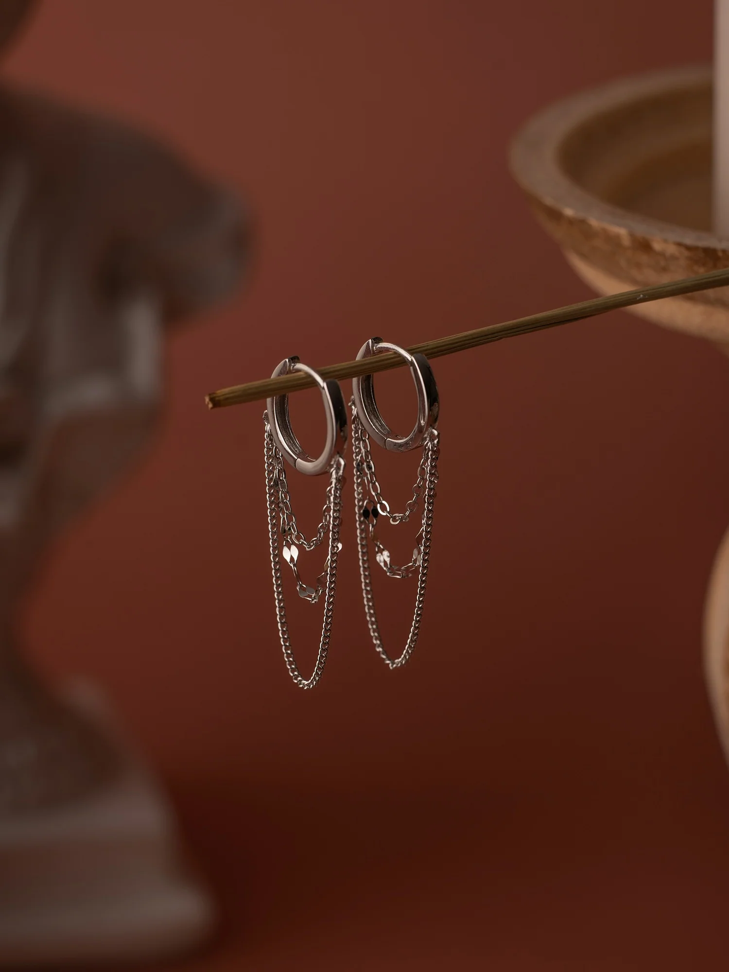 Sleeper Chain Hoop Earrings - Image 9
