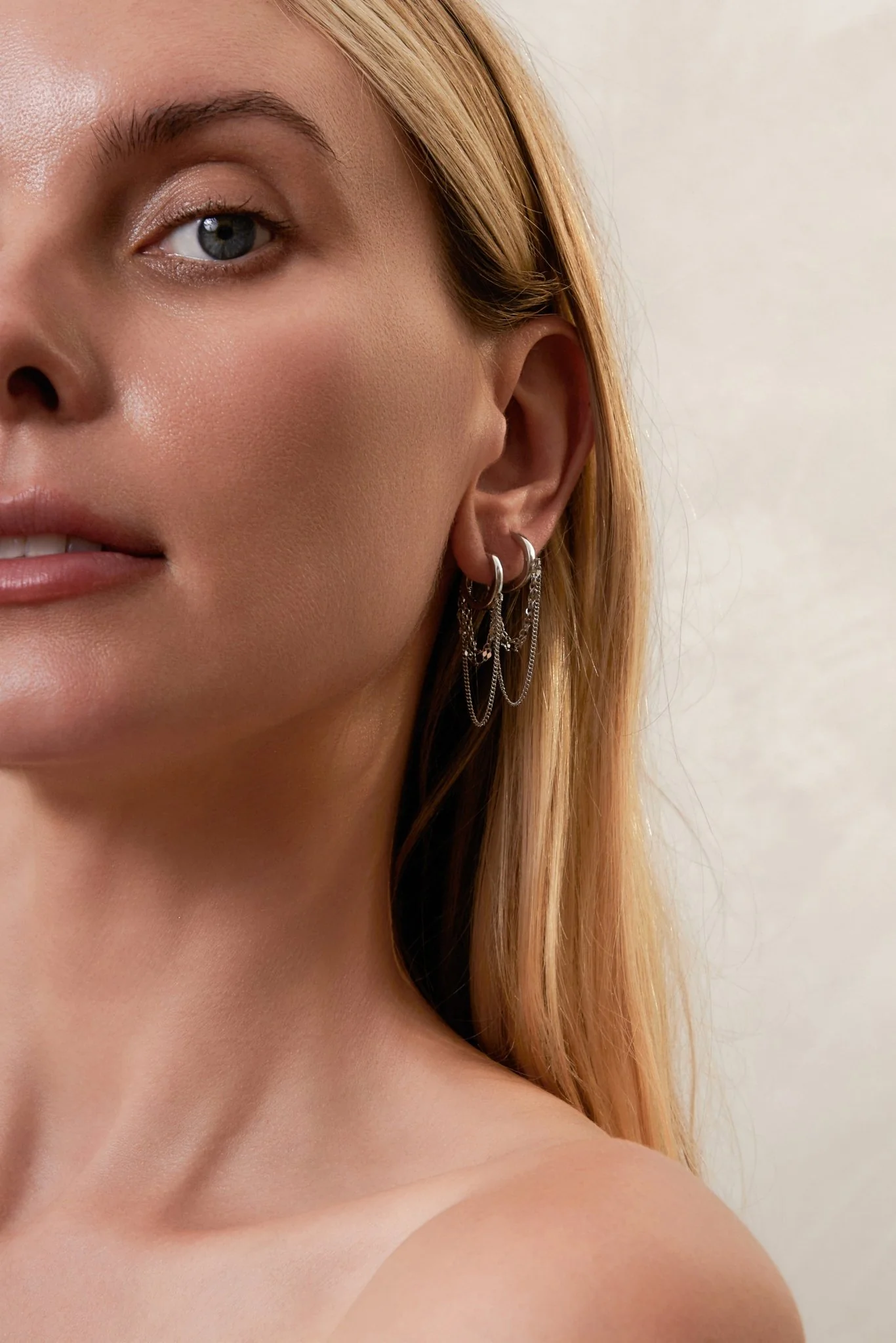 Sleeper Chain Hoop Earrings - Image 3