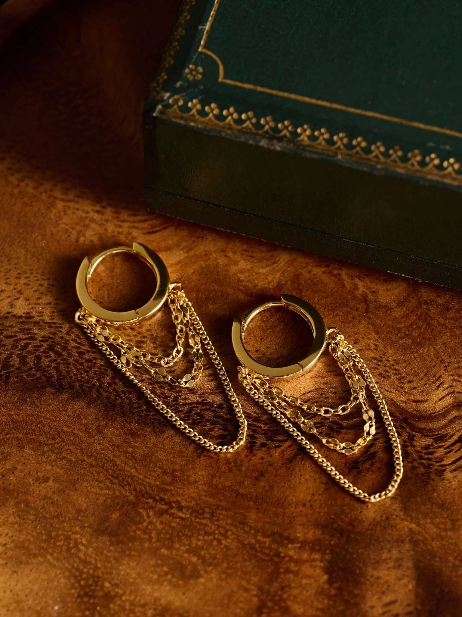 Sleeper Chain Hoop Earrings - Image 5