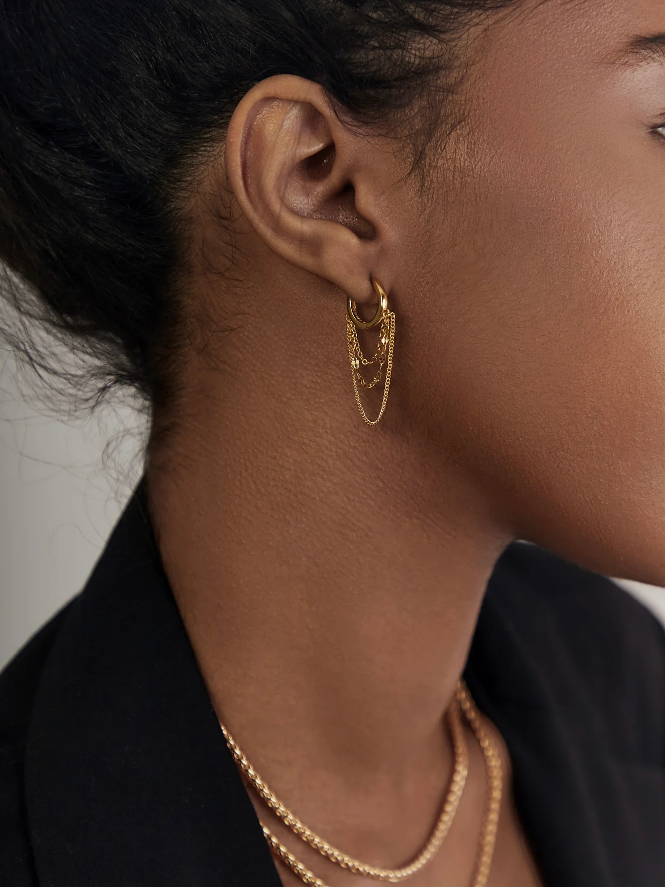 Sleeper Chain Hoop Earrings - Image 6