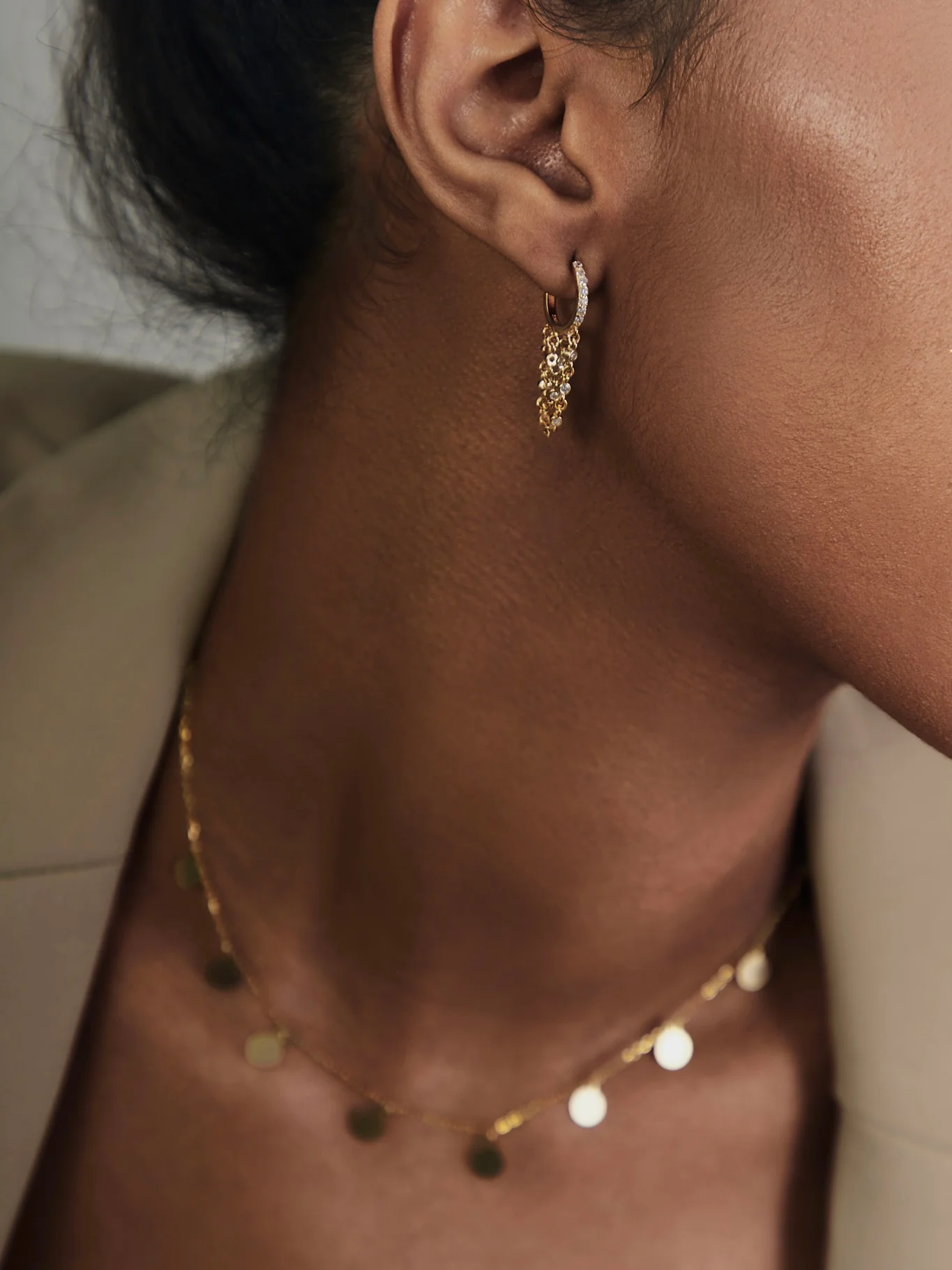 Willow Cz Chain Hoop Earrings - Image 3