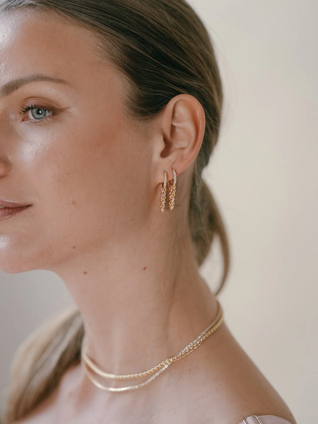 Willow Cz Chain Hoop Earrings - Image 5